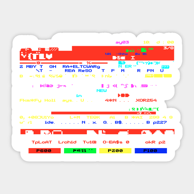 Retro Glitch Art 1980s Tv 8-bit Television Teletext Page Sticker by ernstc